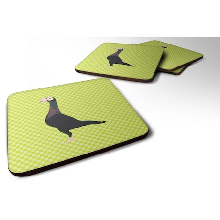 English Carrier Pigeon Green Foam Coaster, Set Of 4